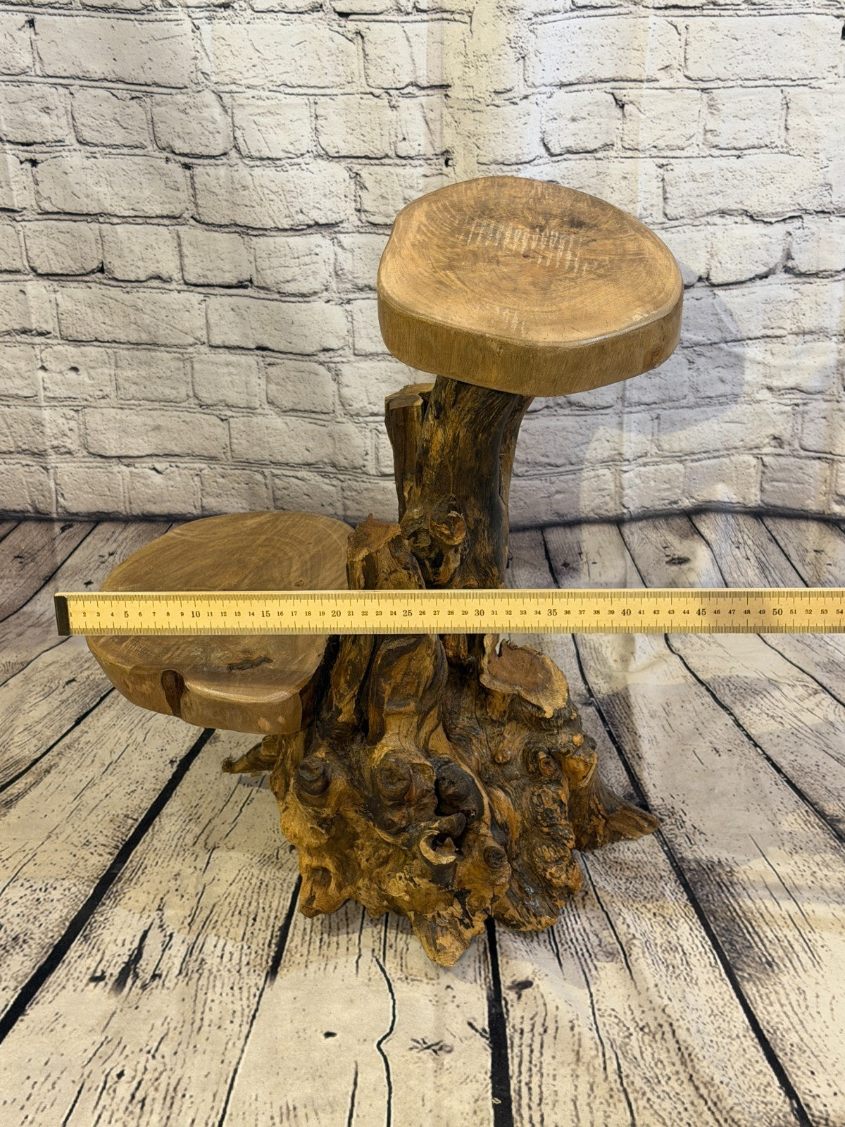 50cm x 40cm Double Wooden Coffee Root Sculpture Garden Teak Root Ornament Carved5