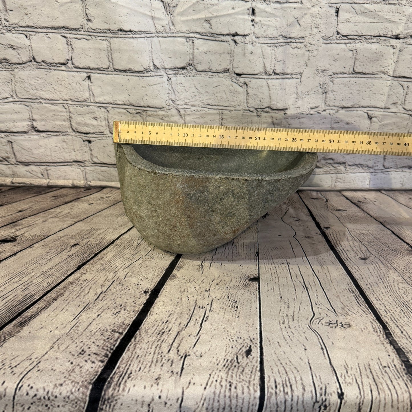 29cm x 23cm Wash Basin Bathroom Counter Top Washing River Stone Bowl Sink No 214