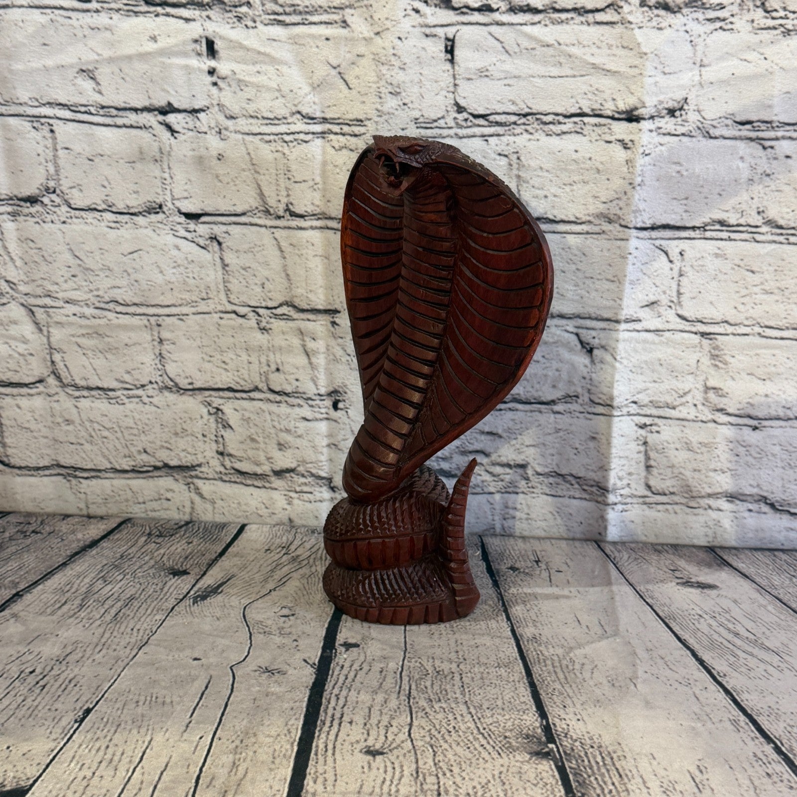 28cm x 15cm Wooden Cobra Exquisite Detailing Snake Ornament Hand Carved1