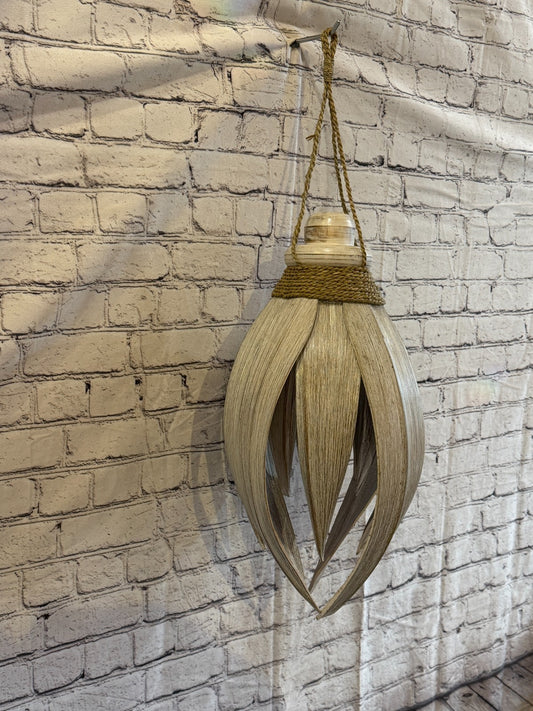 50cm x 25cm White Leaf Rattan Ceiling Pendant Light Shade Lampshade LED Bulb0