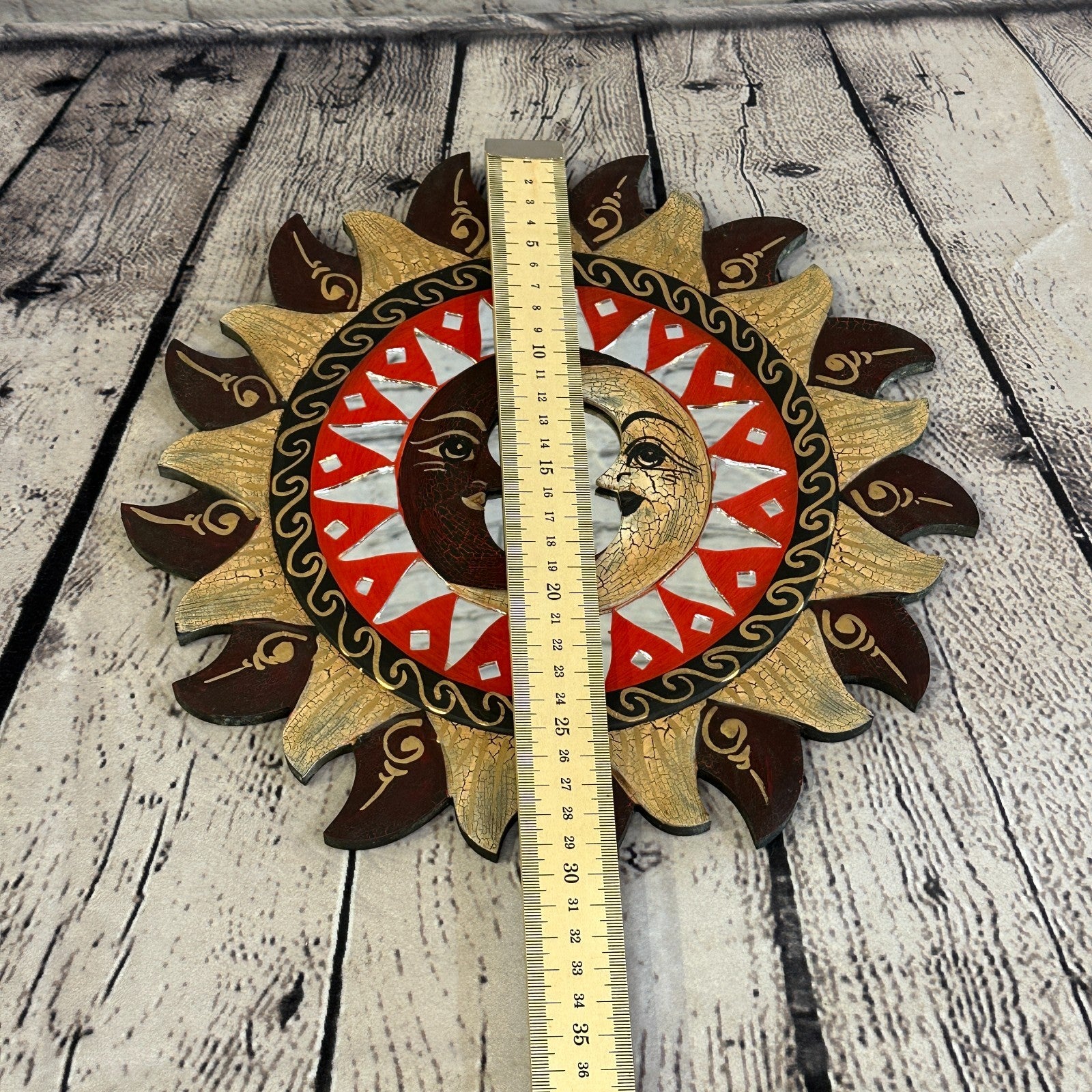 Red 2 Moon Mosaic Tile Wall Mirror 30cm x 30cm 12 Inches Handmade Fairtrade5