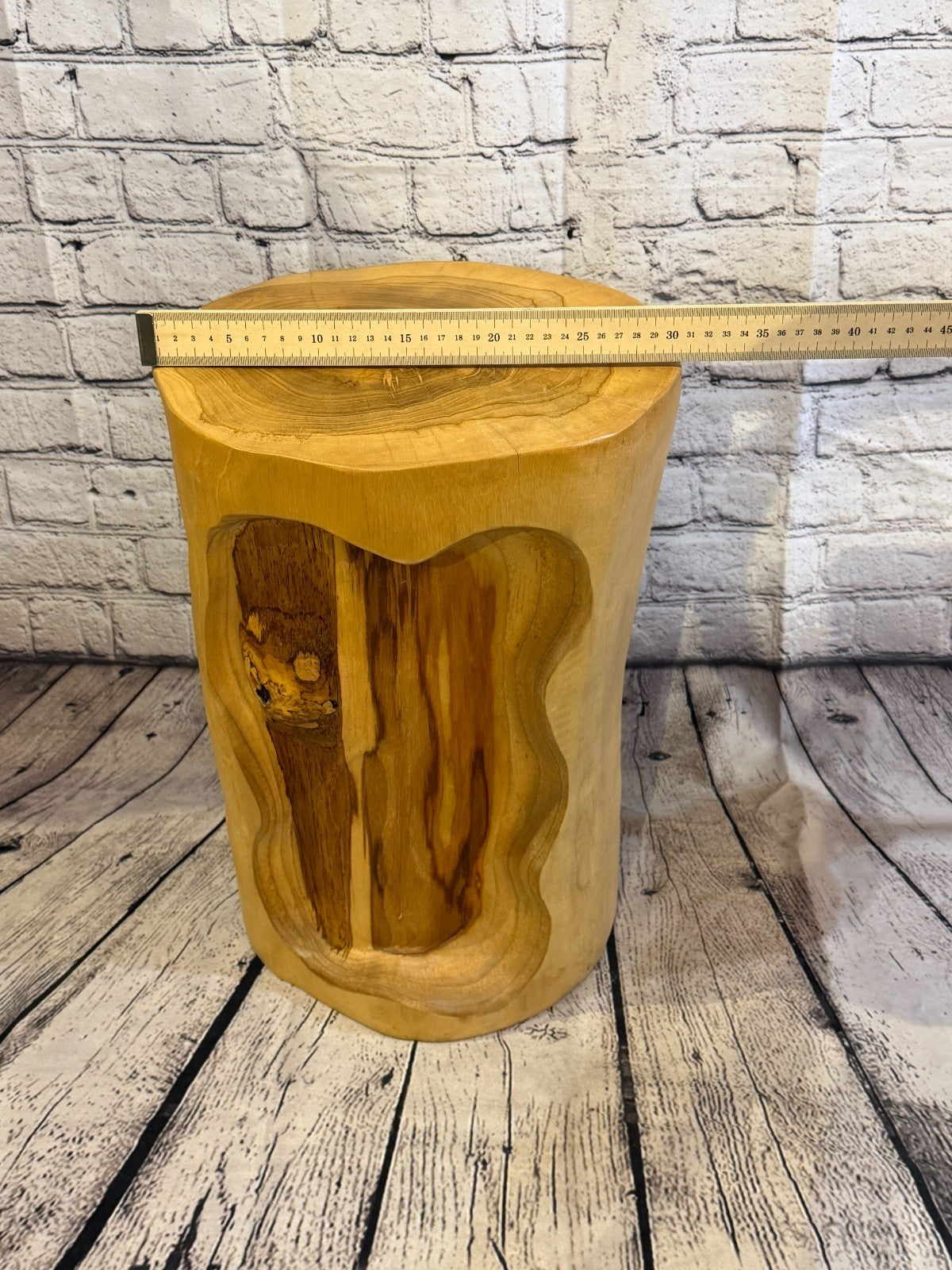 45cm x 30cm Round Teak Root Table Hand Carved Solid Wood Side Stool Stand Rustic5