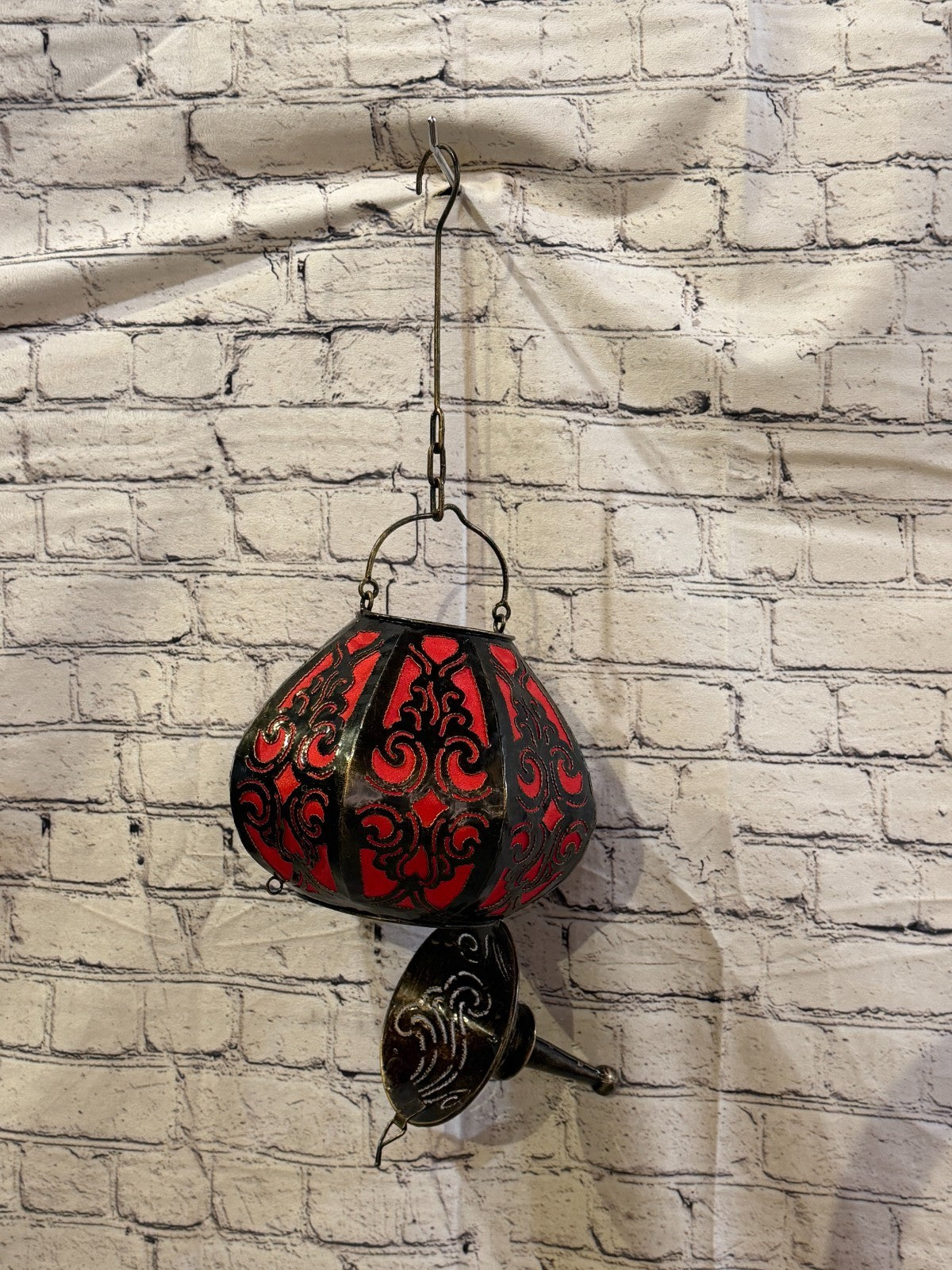 30cm x 20cm Red Metal Fabric Ceiling Pendant Light Shade Lampshade LED Bulb5