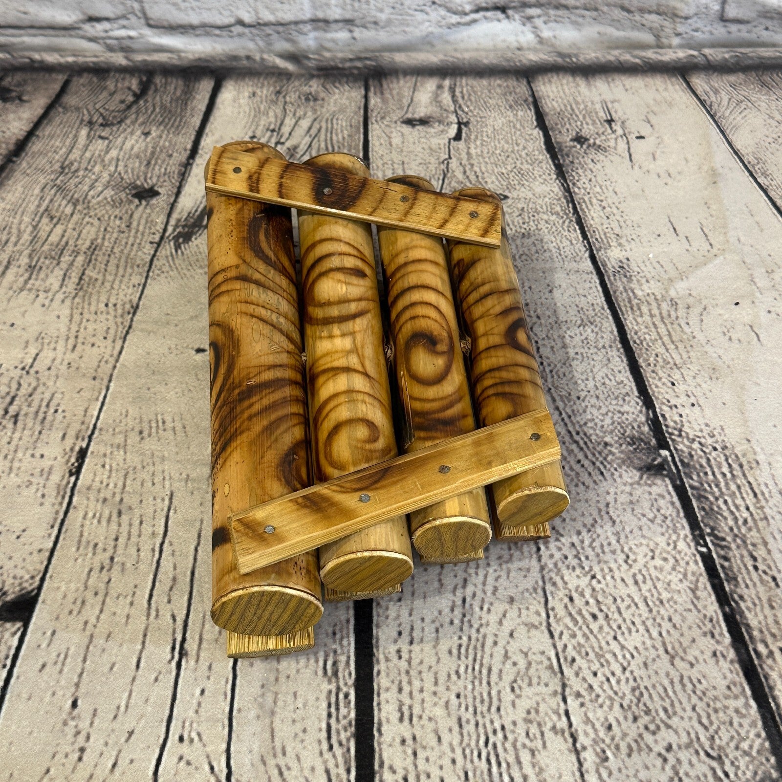 15cm Fairtrade Handmade Xylophone Musical Instrument Burnt Bamboo Design3