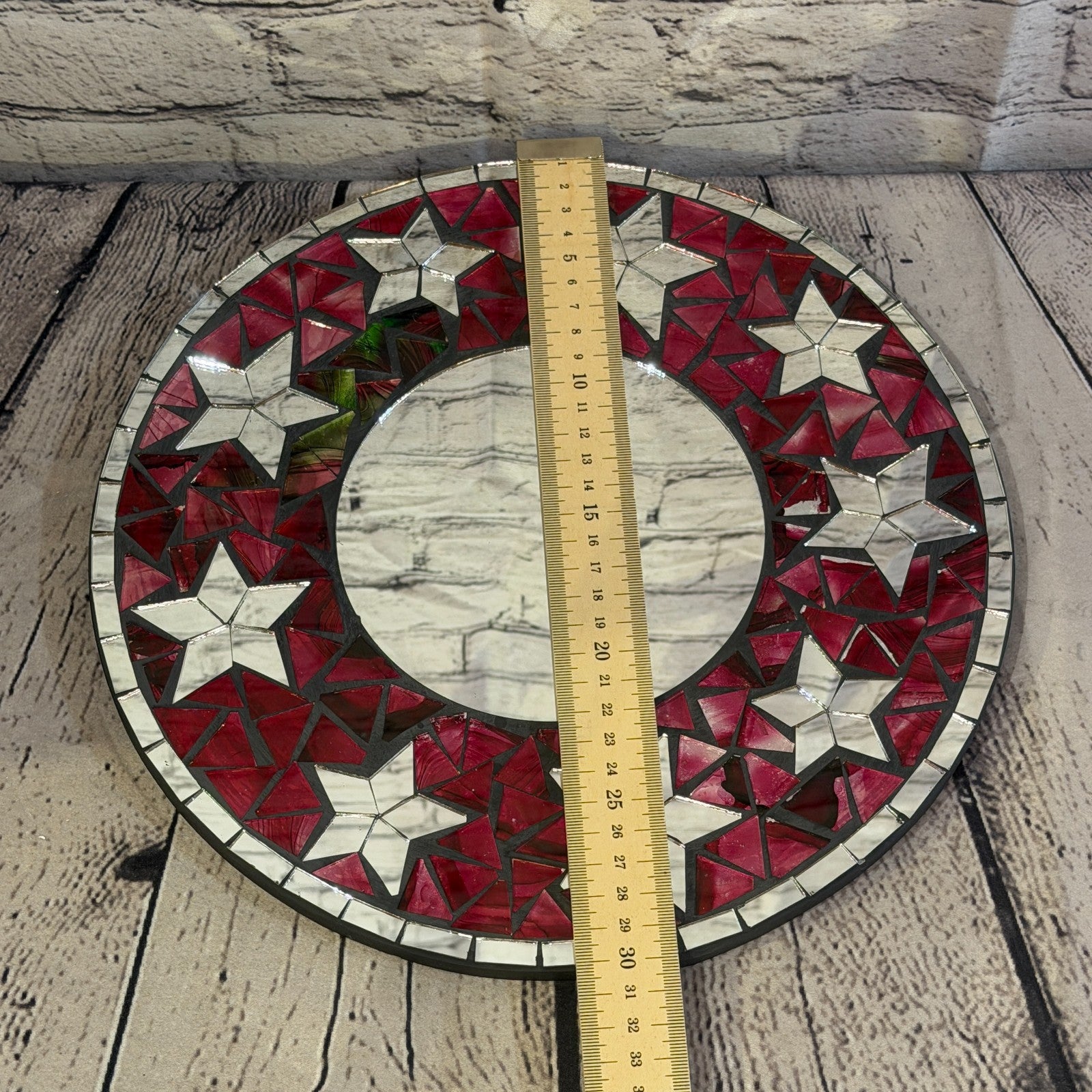 Red Star Black Mosaic Tile Wall Mirror 30cm x 30cm 12 Inches Handmade4