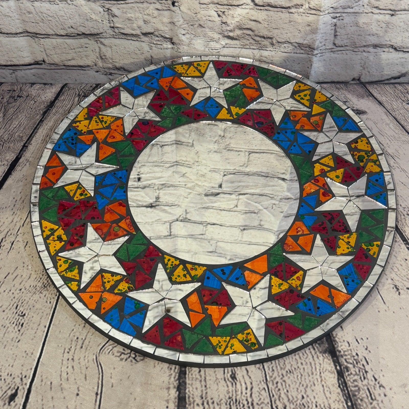 Rainbow Star Black Mosaic Tile Wall Mirror 40cm x 40cm 16 Inches Handmade2