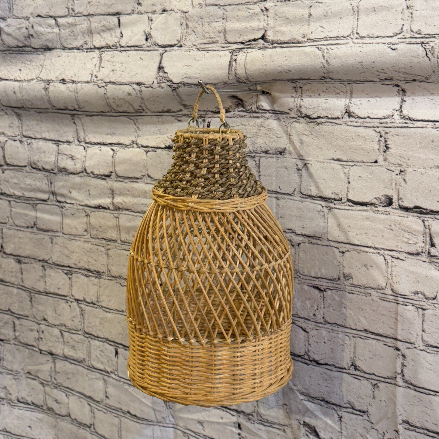 35cm x 20cm Natural Wicker Rattan Ceiling Pendant Light Shade Lampshade LED Bulb1