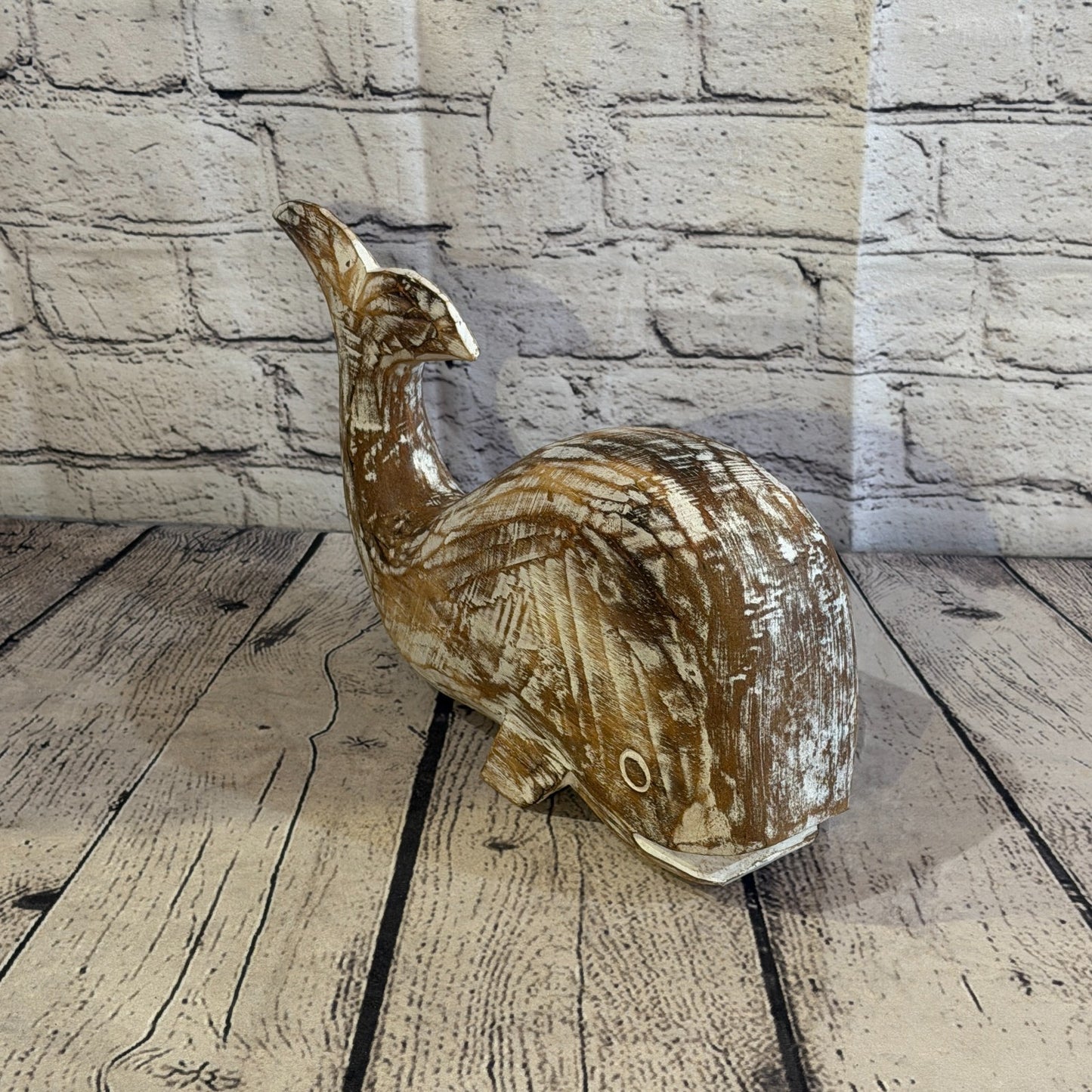 30cm x 15cm Whale Brown Fish Wood Coastal Ocean Bathroom Decoration2
