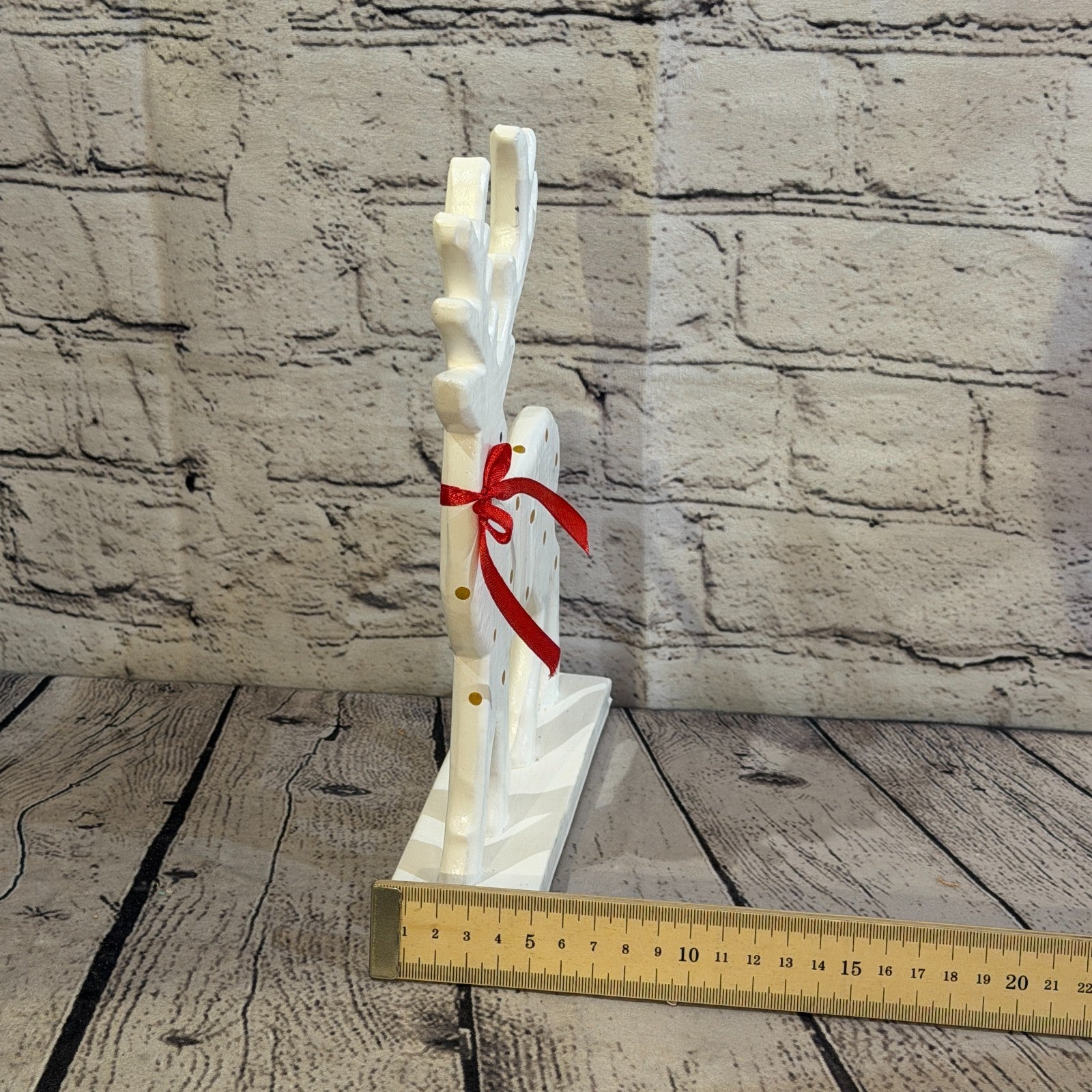 25cm x 20cm White Handcrafted Wood Reindeer Xmas Christmas Ornament Antlers7