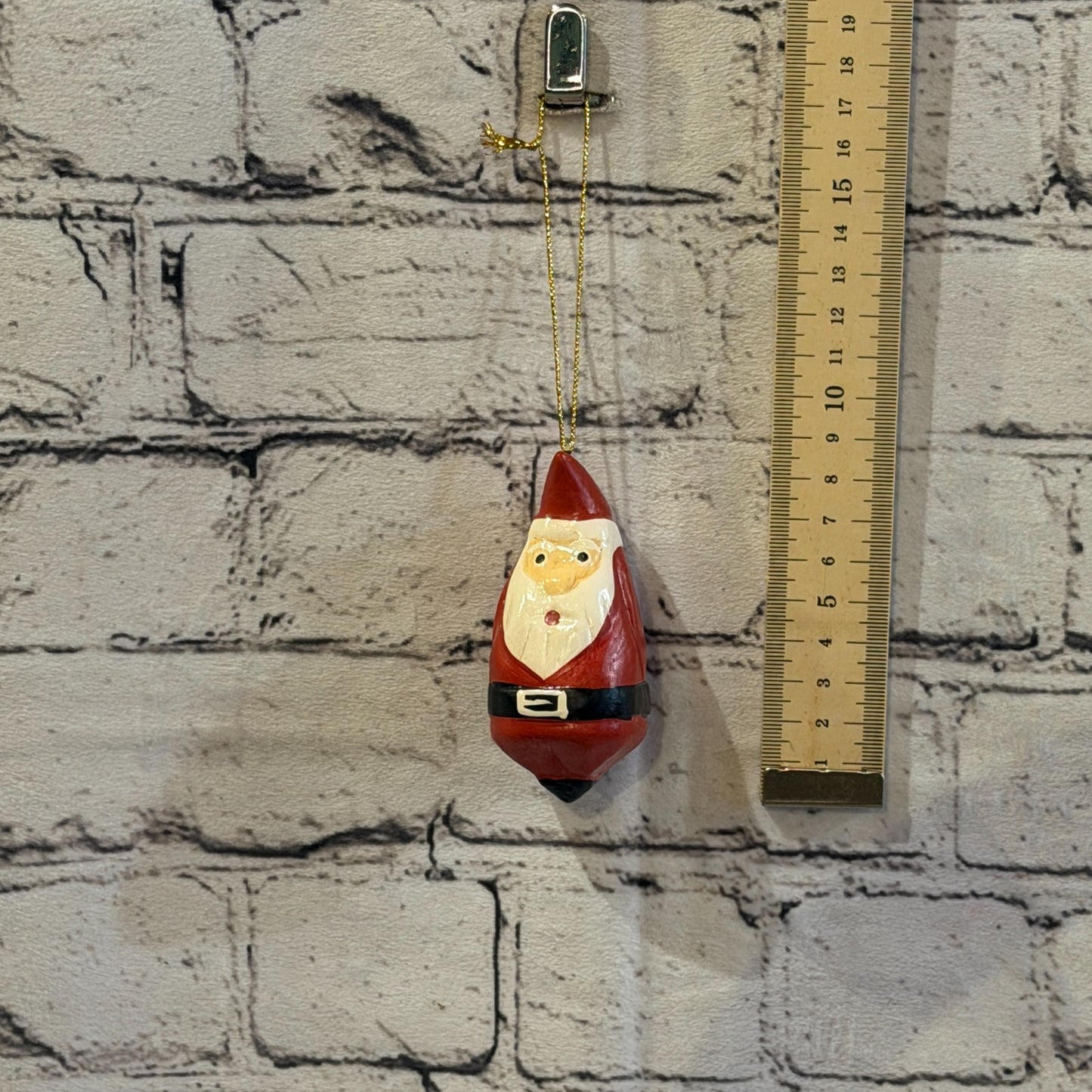 8cm Wall Hanging Santa Claus Father Christmas Figurine Folk Art Wood Handmade4
