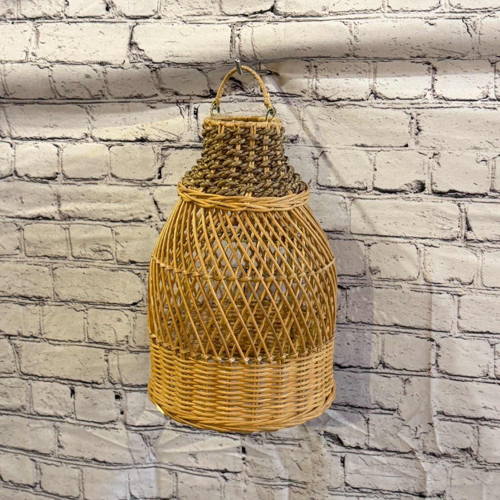 35cm x 20cm Natural Wicker Rattan Ceiling Pendant Light Shade Lampshade LED Bulb2