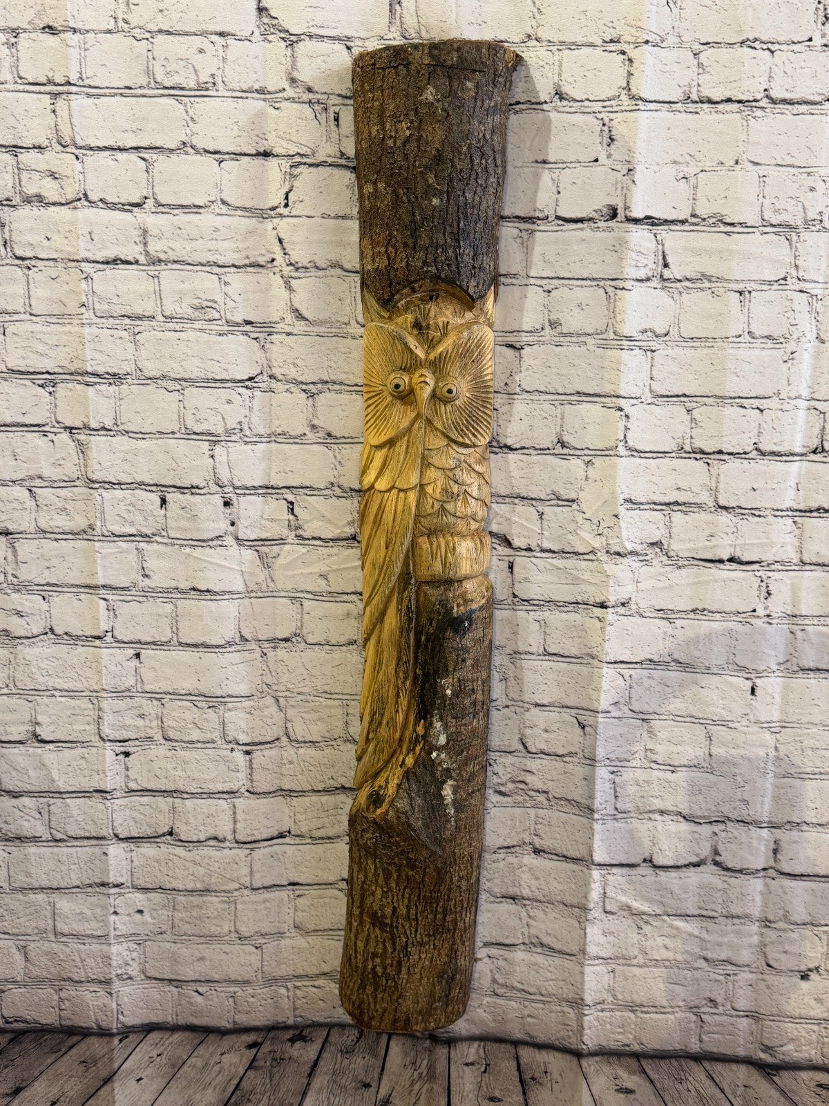 Owl Of The Woods 100cm Hand Carved Wizard Tree Trunk Wood Fairtrade0