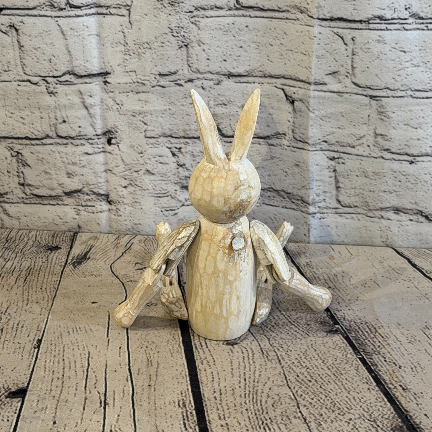 20cm Brown Bunny Rabbit Sitting Animal, Wooden Shelf Ornament Handmade Fairtrade4