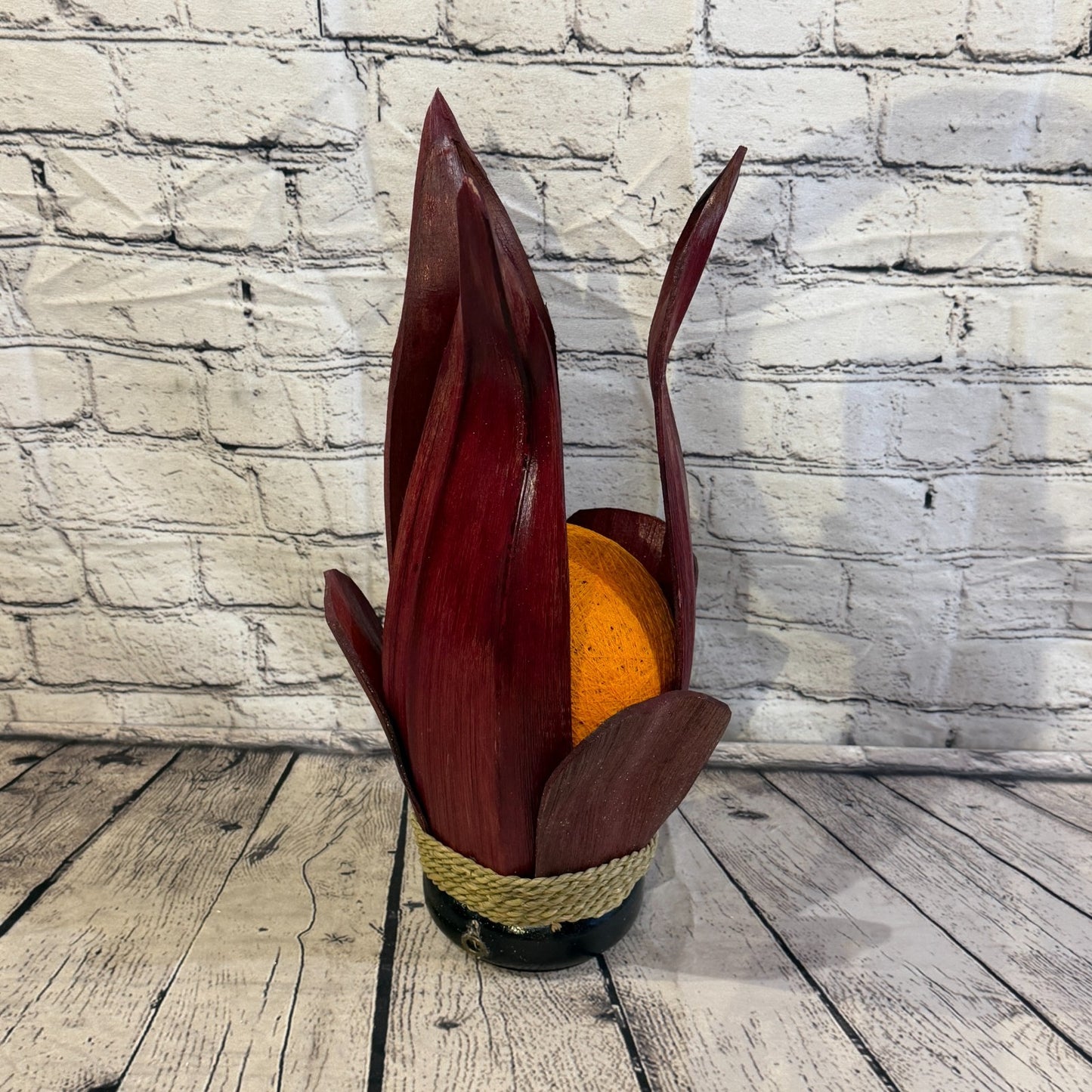 Orange Light Red Natural 45cm Tall Leaf Lamp Twist LED UK Mains Plug Design 23