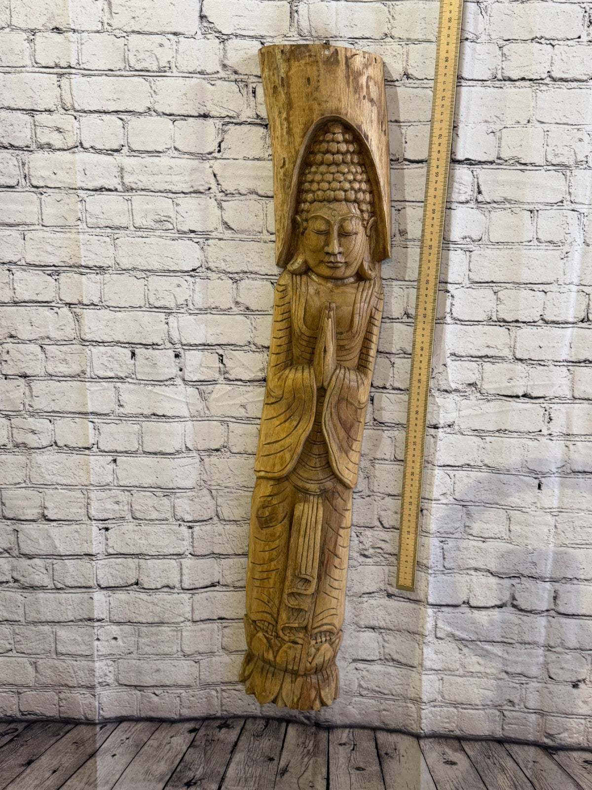 Thai Buddha 100cm Hand Carved Wizard Tree Trunk Wood Fairtrade4