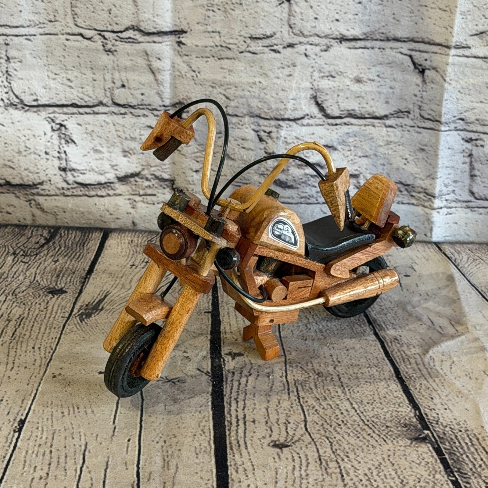 20cm Small Light Wood Motorbike Motorcycle Model Wooden Ornament Decorative Bike0