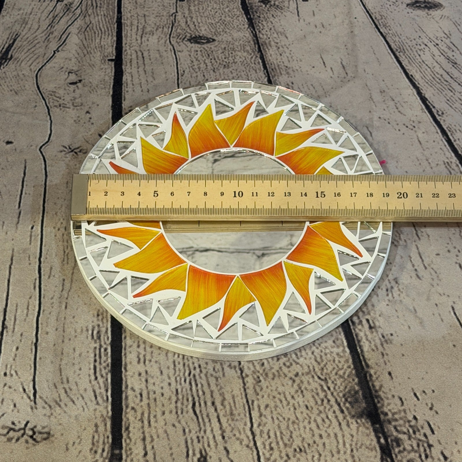 Orange Sun Flame Mosaic Tile Wall Mirror 20cm x 20cm 8 Inches Handmade3