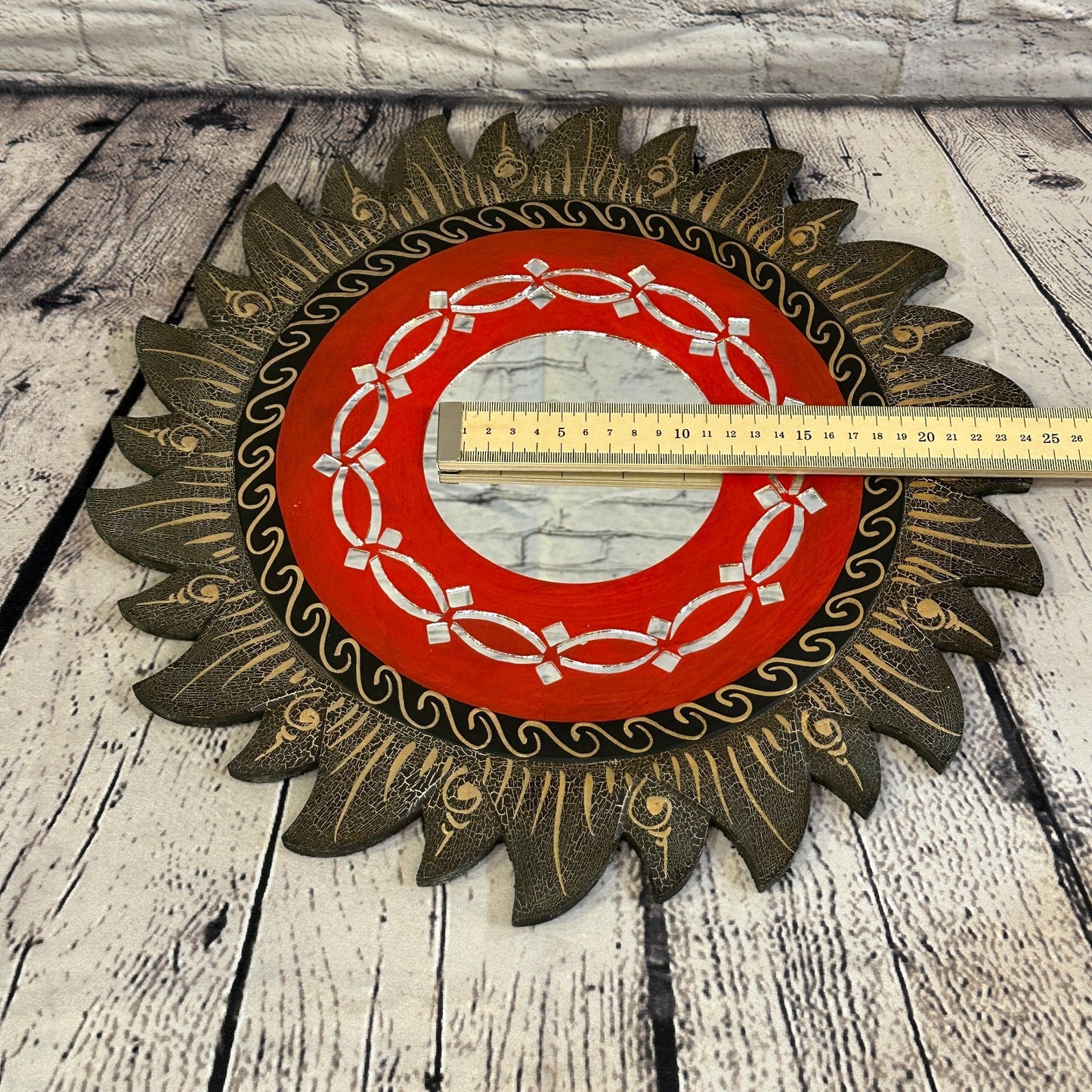 Red Rope Sun Mosaic Tile Wall Mirror 40cm x 40cm 16 Inches Handmade Fairtrade6