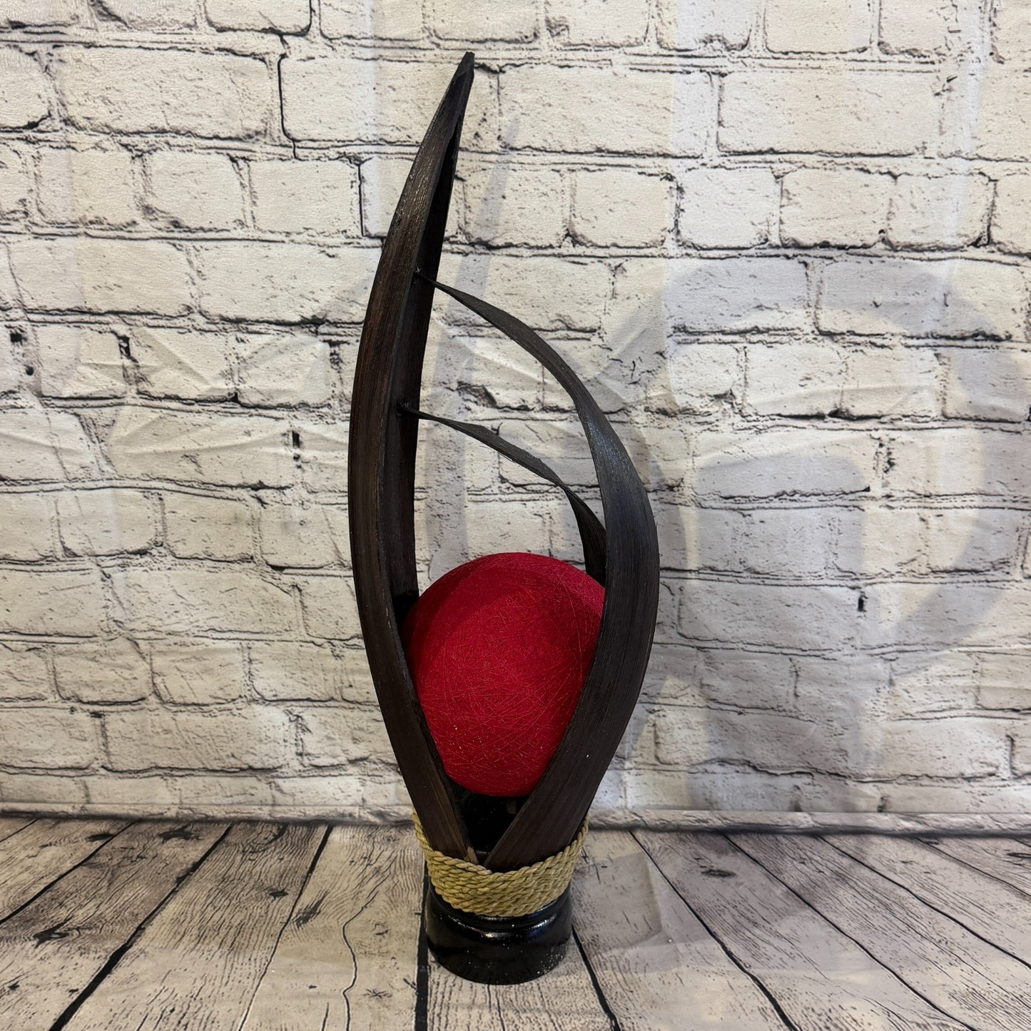 Red Light Brown Natural 55cm Tall Leaf Lamp Twist LED UK Mains Plug Design 31