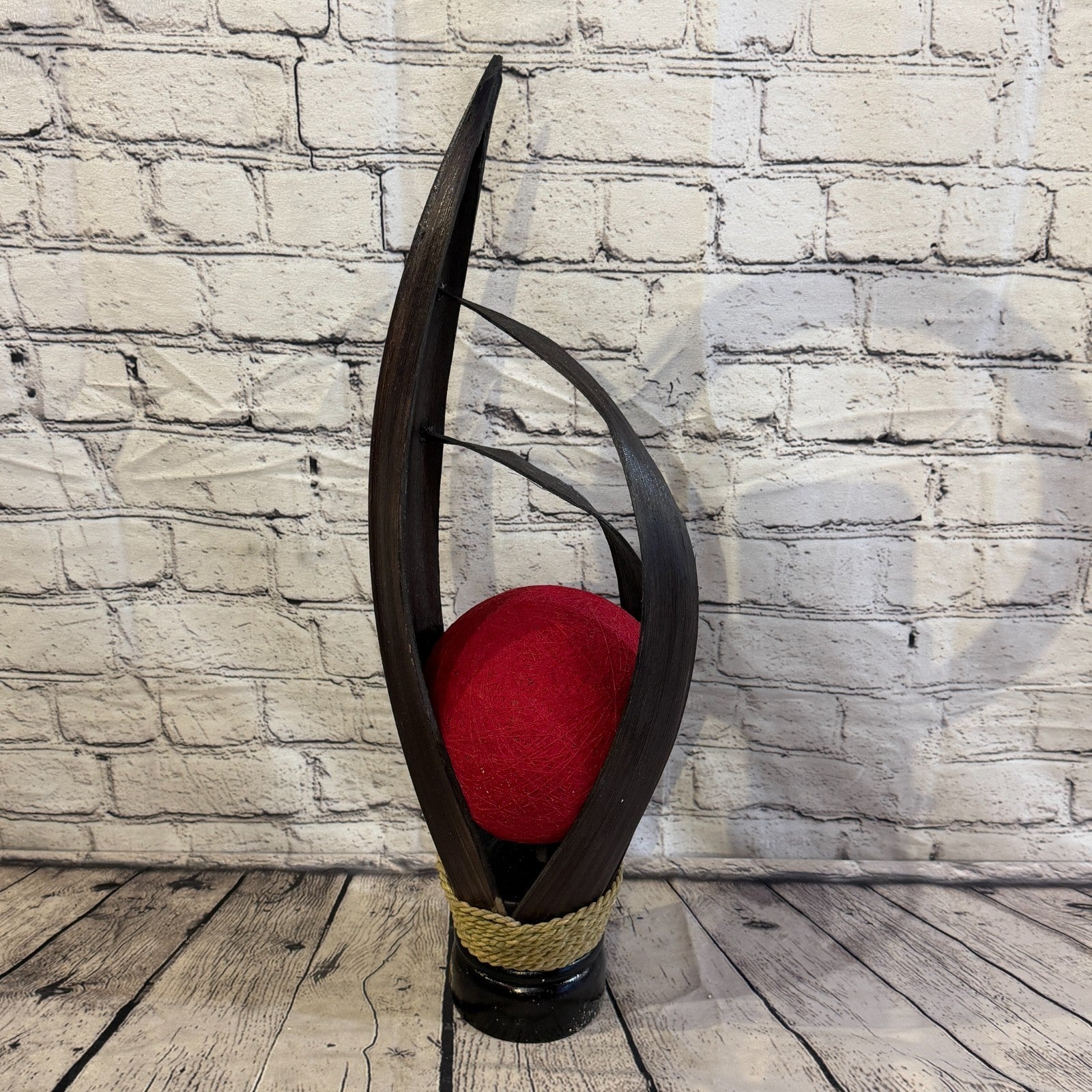 Red Light Brown Natural 55cm Tall Leaf Lamp Twist LED UK Mains Plug Design 31