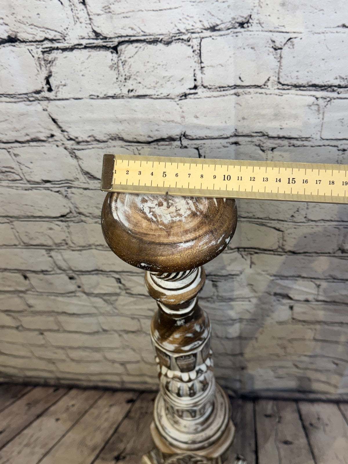 60cm x 15cm Brown Regal Wooden Vintage Style Candle Stand Shabby Pillar Holders6
