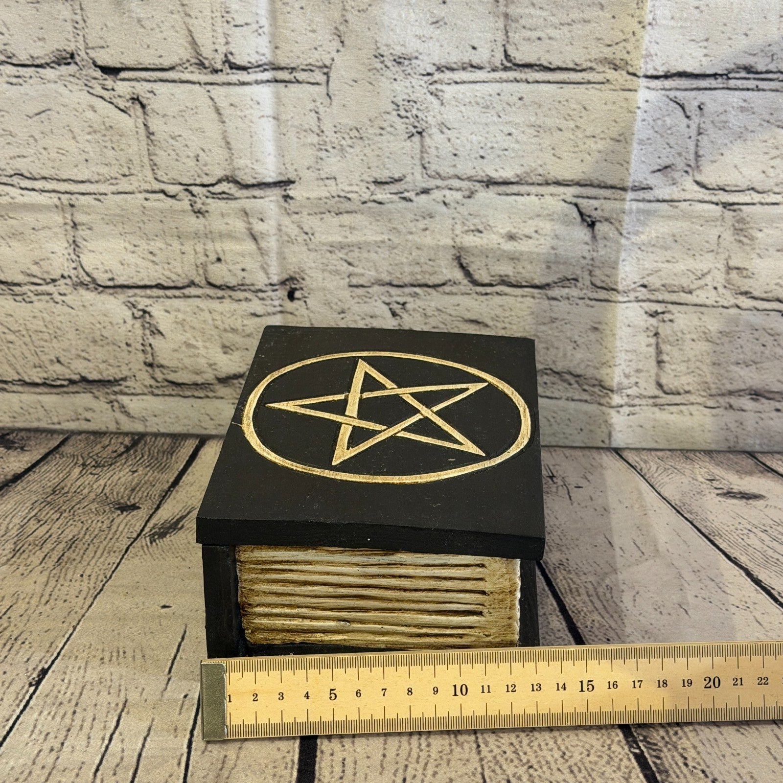 20cm x 12cm x 8cm Book Wood Gothic Pentagram Skull Coffin Jewellery Trinket Box9
