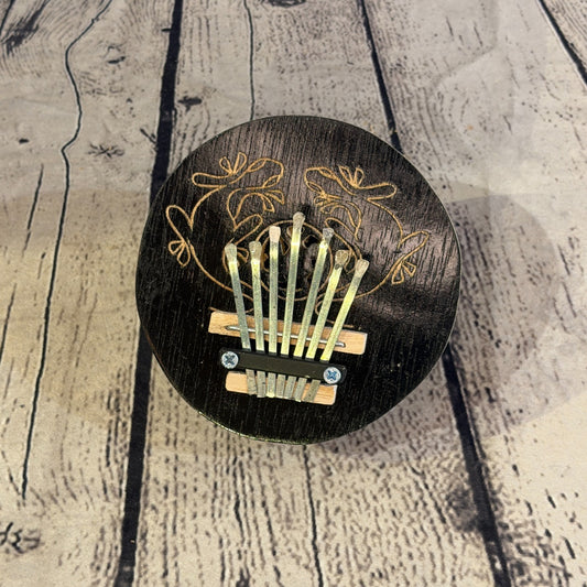 7 Key Karimba Kalimba Thumb Piano Black Carved Coconut Handmade Fairtrade0