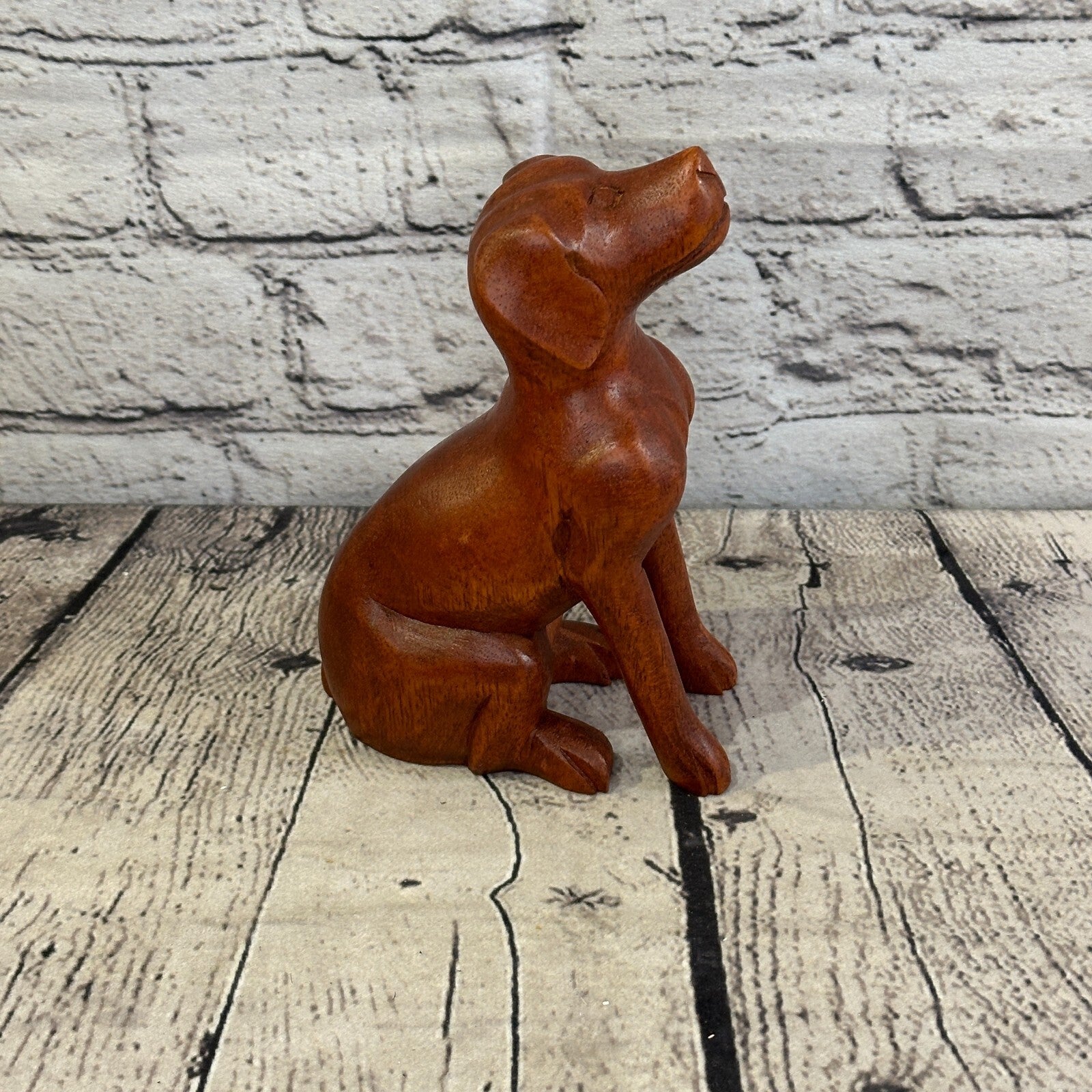 Sitting Dog 16cm Tall Labrador Wooden Shabby Dog Statue Ornament Fair Trade3