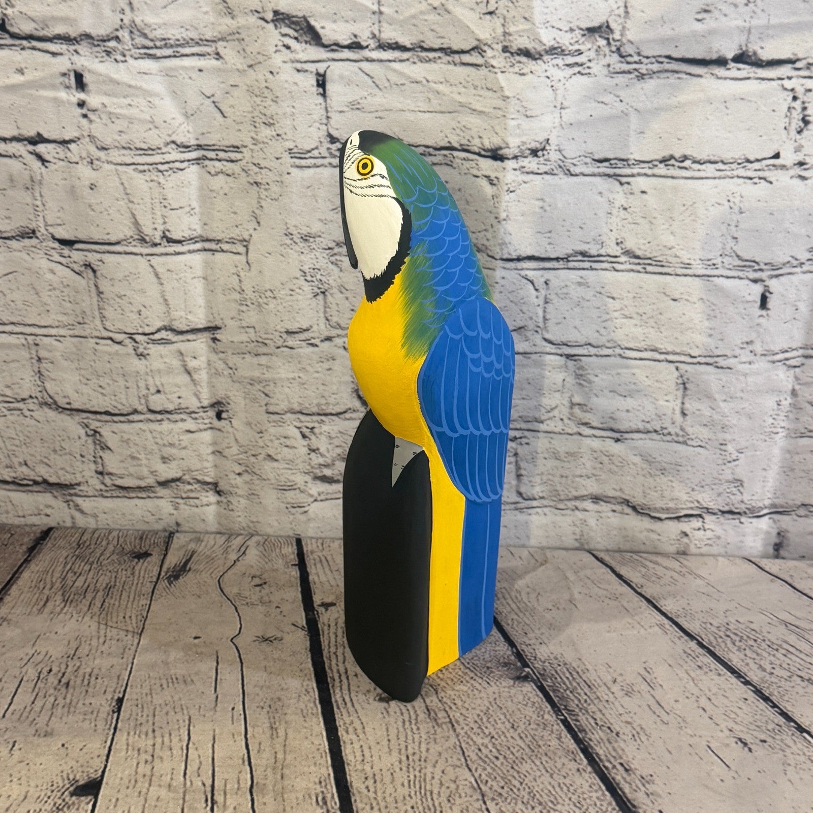 30cm Bright Blue Parrot Bird Ornament Statue Fair Trade Hand Made Carved Wood3