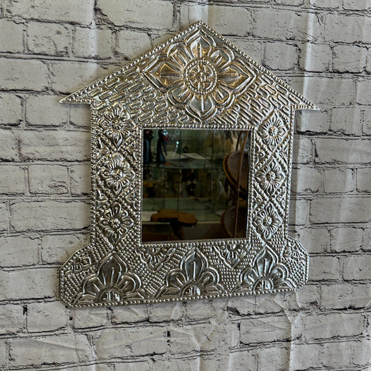 45cm Aluminium Stamped House Flower Mirror Wall Hangings for Home Decoration0