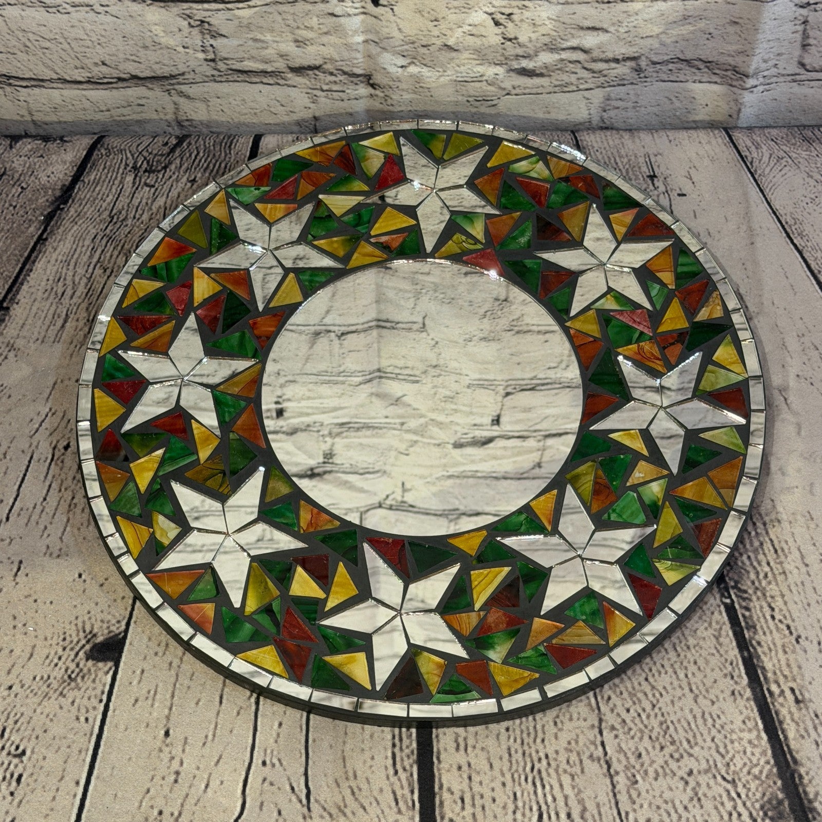 Rainbow Star Black Mosaic Tile Wall Mirror 30cm x 30cm 12 Inches Handmade2