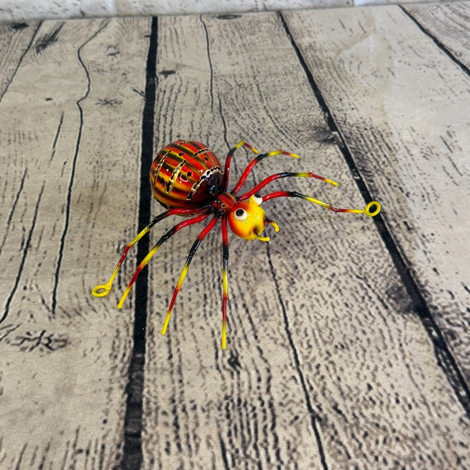 15cm x 10cm Small Colourful Orange Spider Metal Tin Standing Ornament Statue2