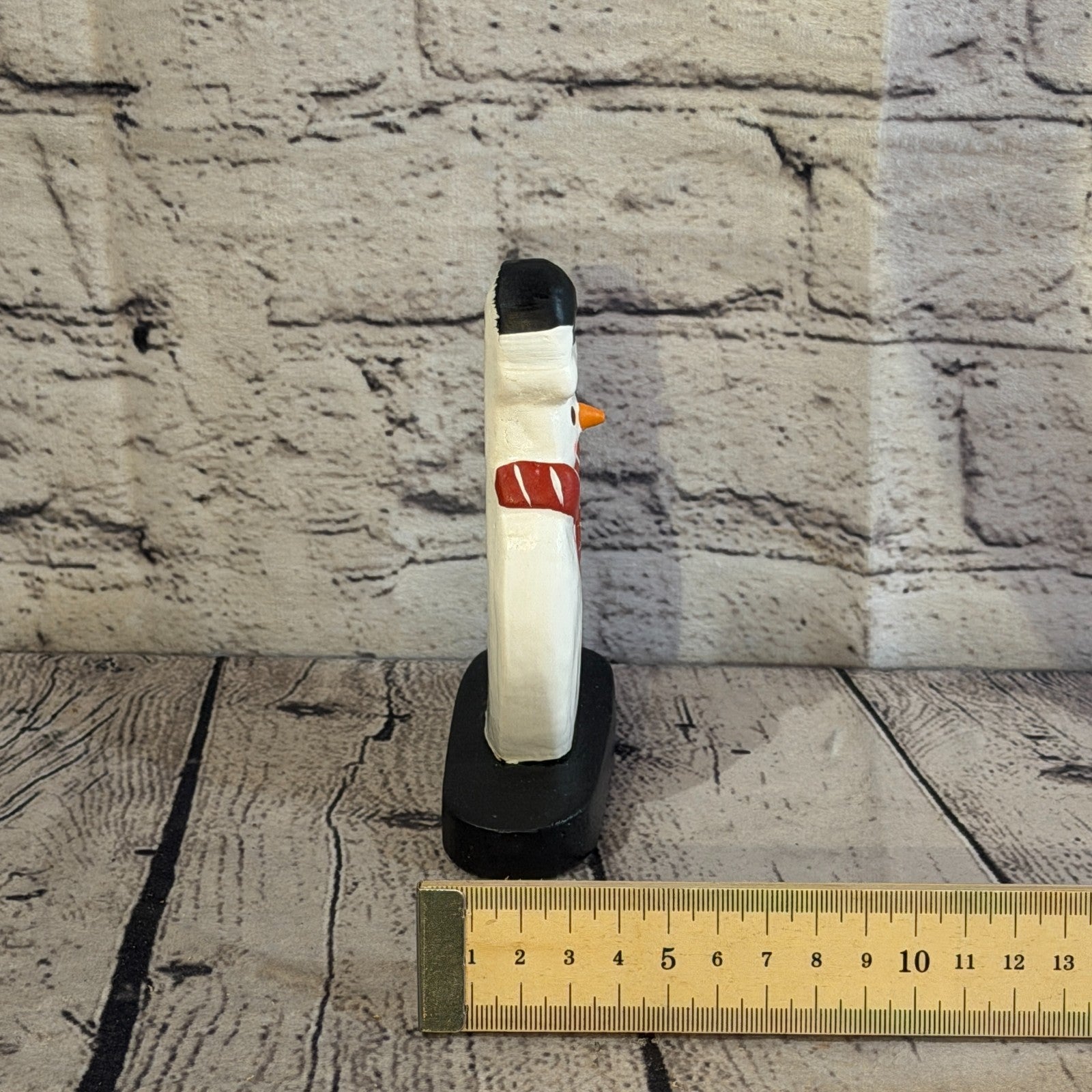 14cm x 10cm Black Flat Top Hat Snowman Handcrafted Wood Xmas Christmas Ornament7