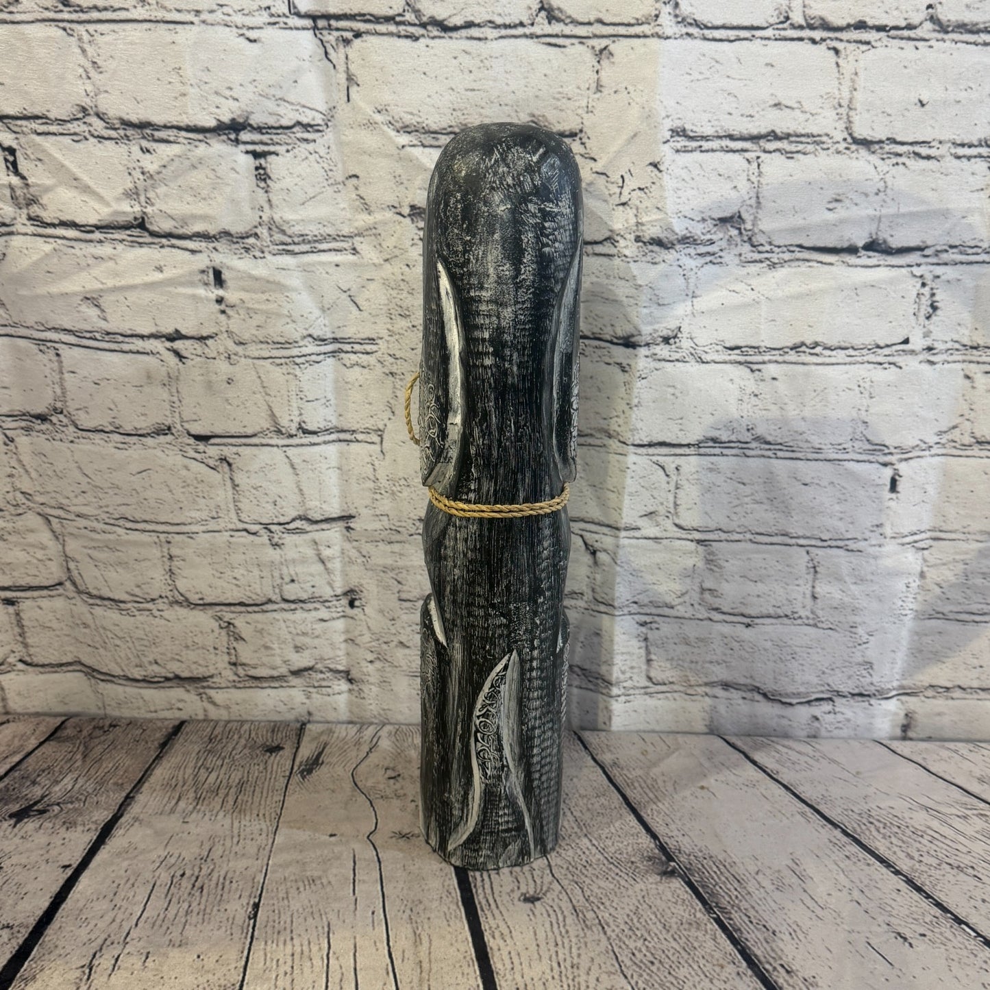 40cm Grey Wooden Shabby Dog Statue Ornament Fair Trade Handcarved4