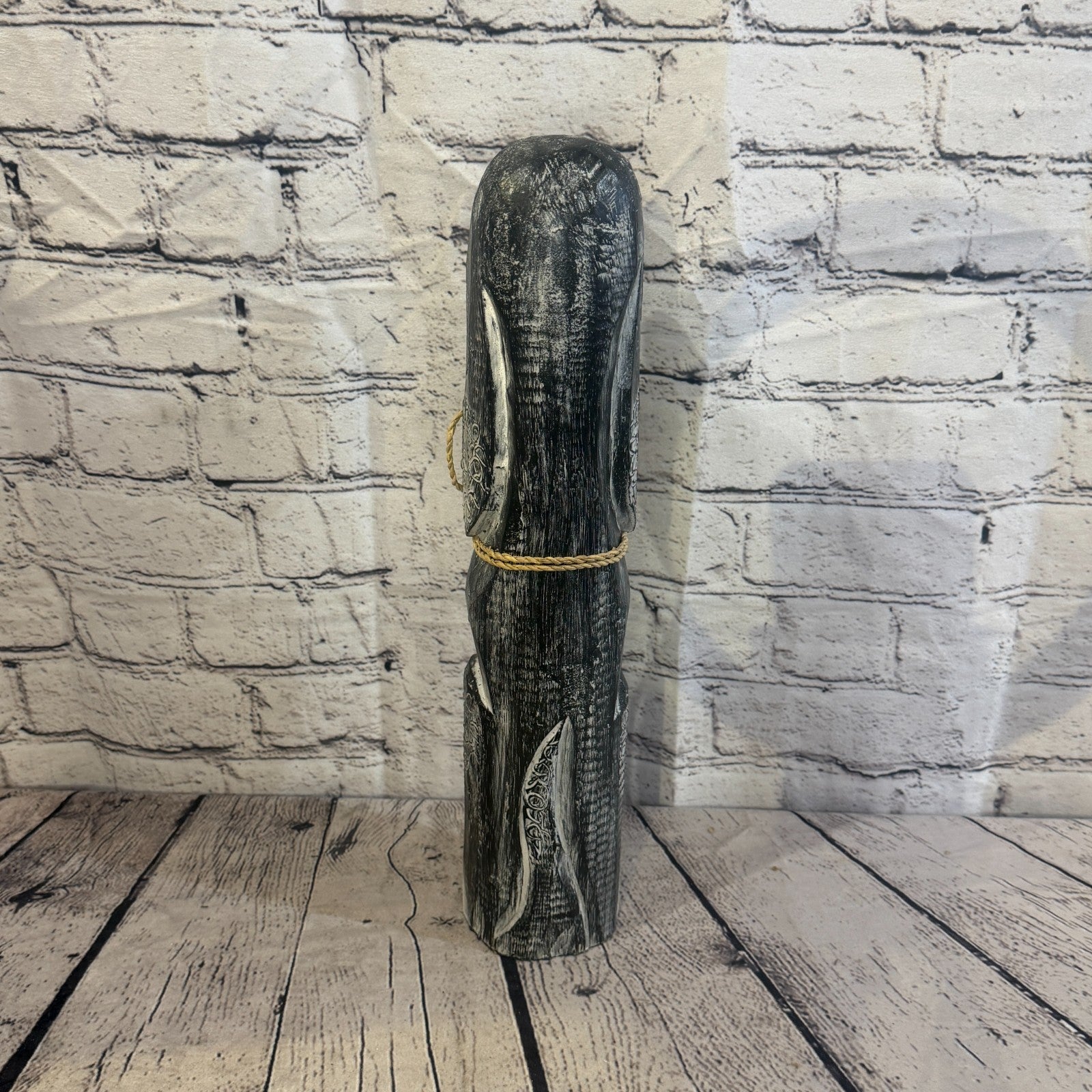 40cm Grey Wooden Shabby Dog Statue Ornament Fair Trade Handcarved4
