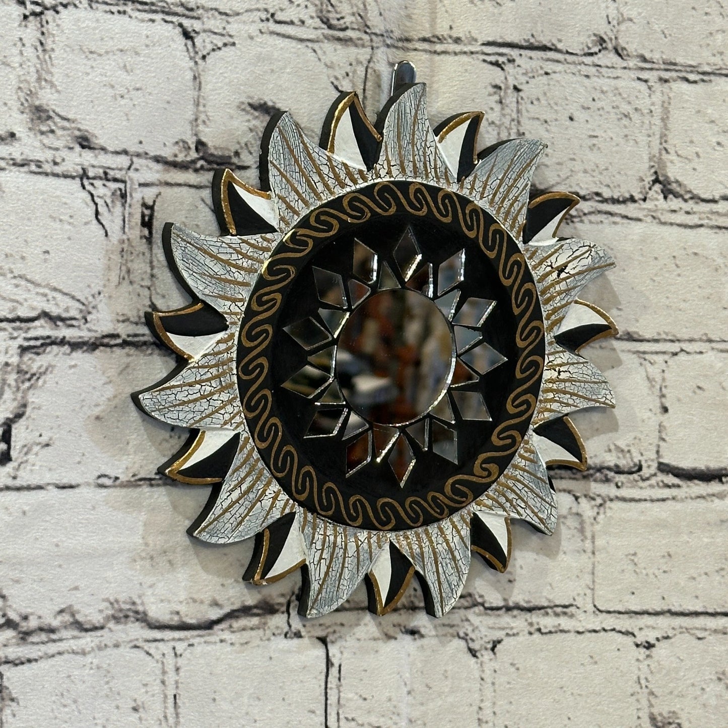 Black Star Mosaic Tile Wall Mirror 20cm x 20cm 8 Inches Handmade Fairtrade0