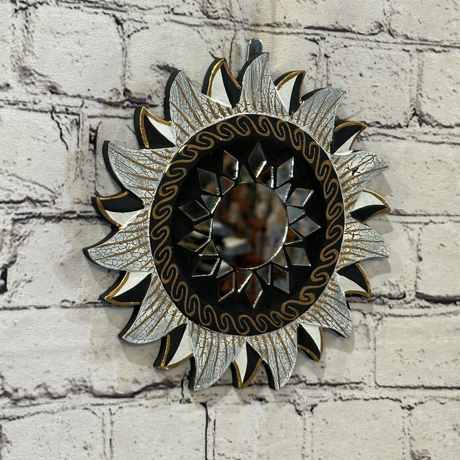 Black Star Mosaic Tile Wall Mirror 20cm x 20cm 8 Inches Handmade Fairtrade0