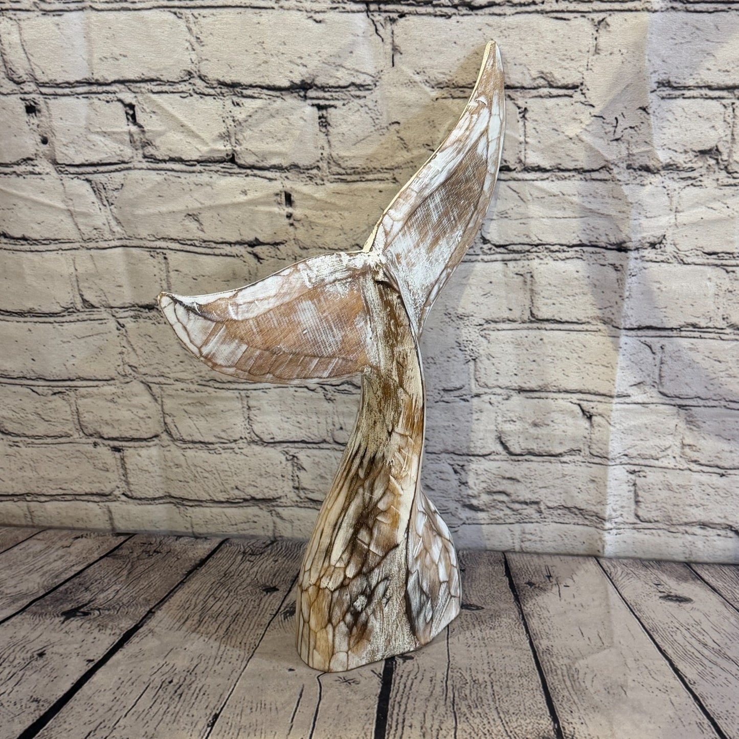 40cm x 40cm Whale Tail Brown Fish Wood Coastal Ocean Bathroom Decoration2