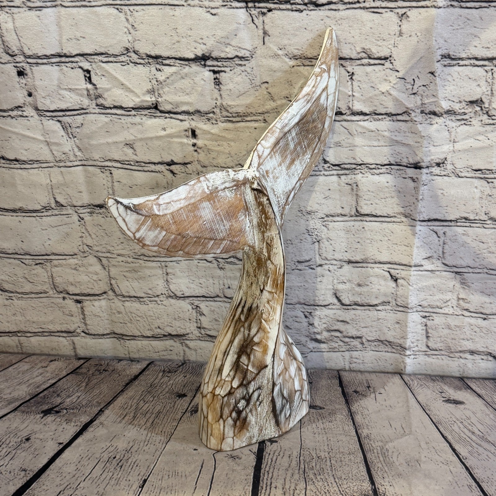 40cm x 40cm Whale Tail Brown Fish Wood Coastal Ocean Bathroom Decoration2