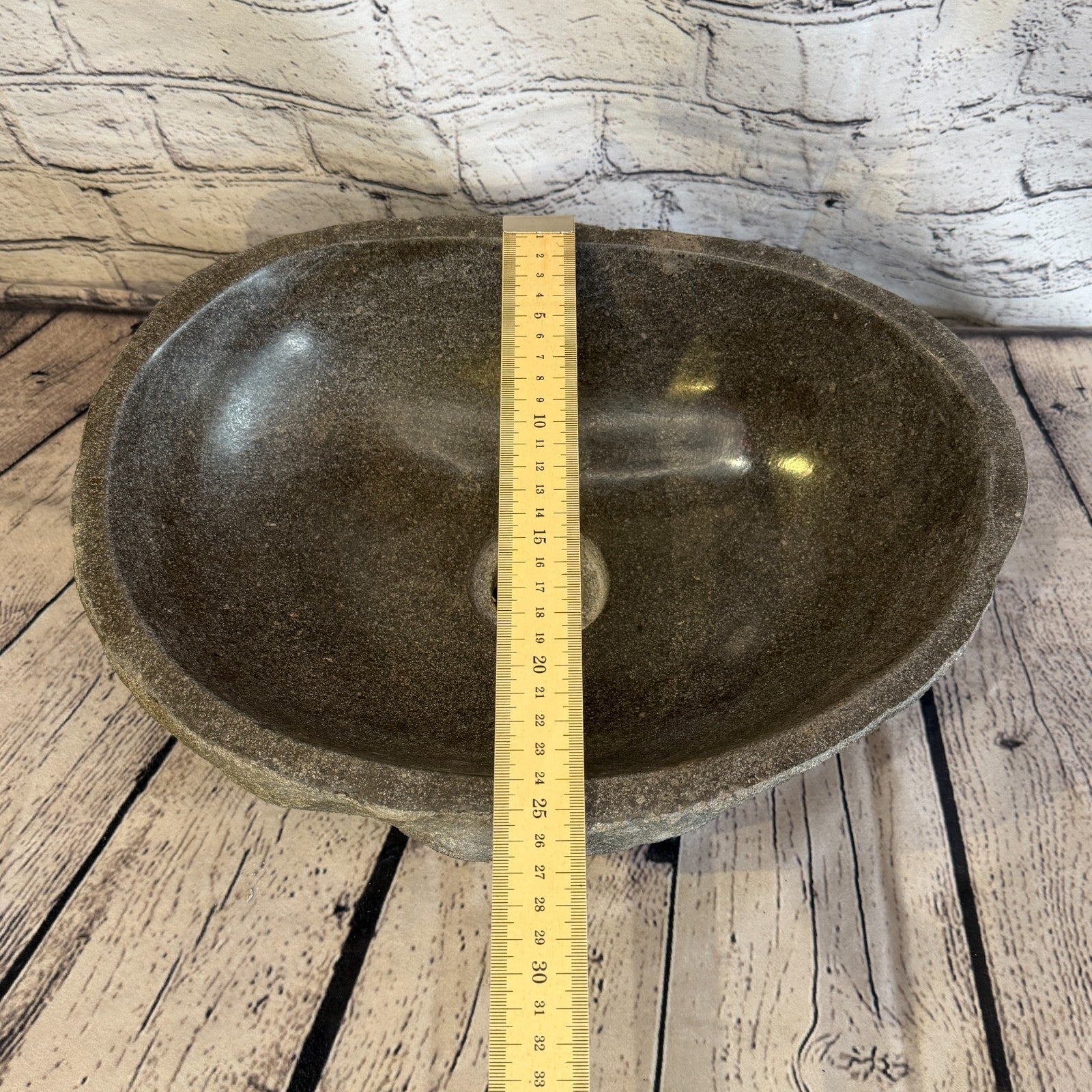 36cm x 26cm Wash Basin Bathroom Counter Top Washing River Stone Bowl Sink No 78