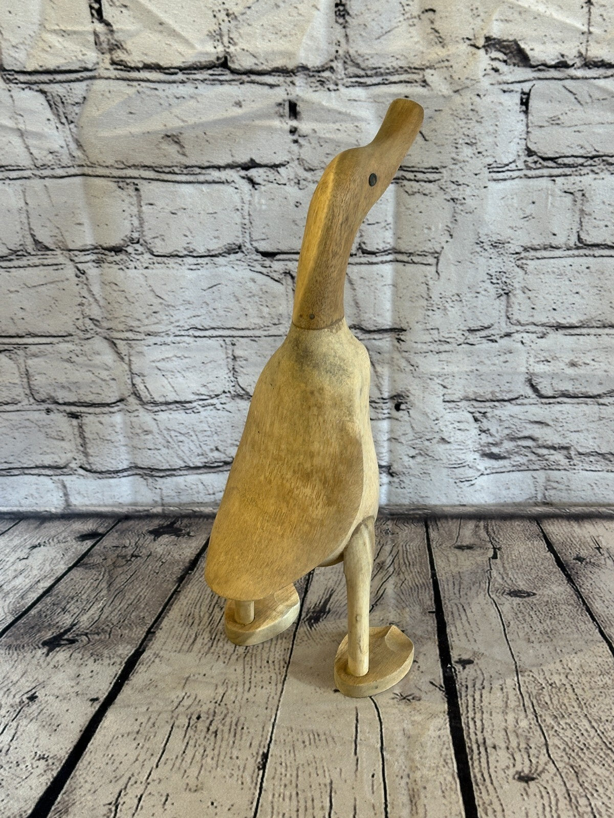 Looking Forward 30cm Tall Wooden Hairy Duckling Baby Duck Bamboo Root Fairtrade5