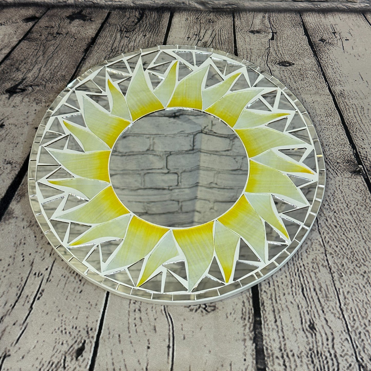 White Sun Flame Mosaic Tile Wall Mirror 30cm x 30cm 12 Inches2
