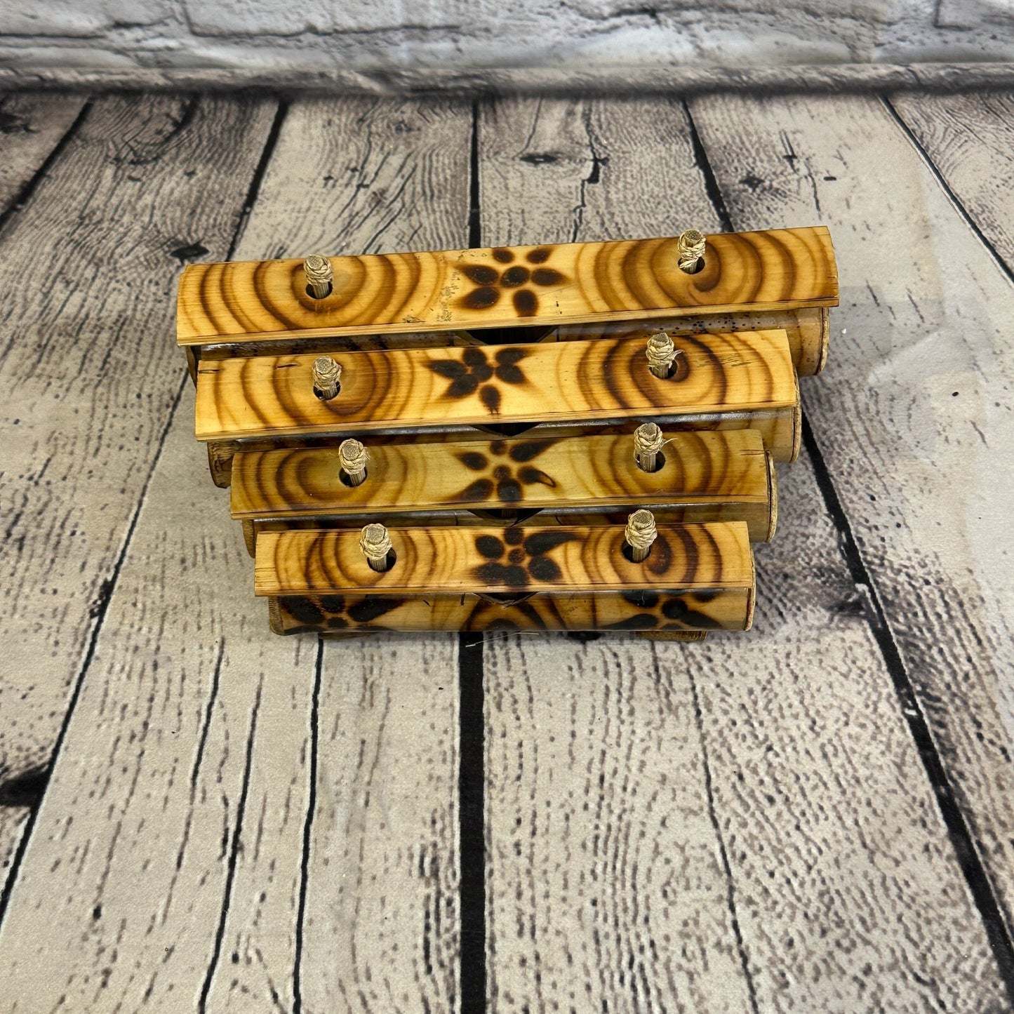 15cm Fairtrade Handmade Xylophone Musical Instrument Burnt Bamboo Design2