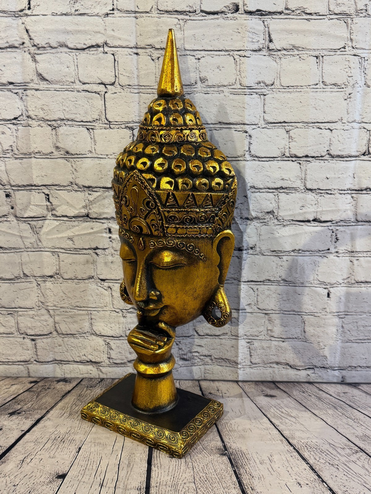 65cm Gold Head Whisper Buddha Ornament Sculpture Statue Buddhas Handcarved1