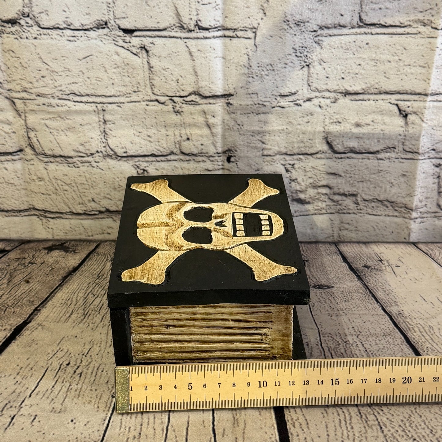 20cm x 12cm x 8cm Book Wood Gothic Skeleton Skull Coffin Jewellery Trinket Box8