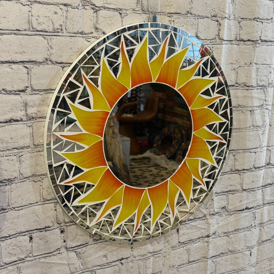 Orange Sun Flame Mosaic Tile Wall Mirror 50cm x 50cm 20 Inches Handmade0