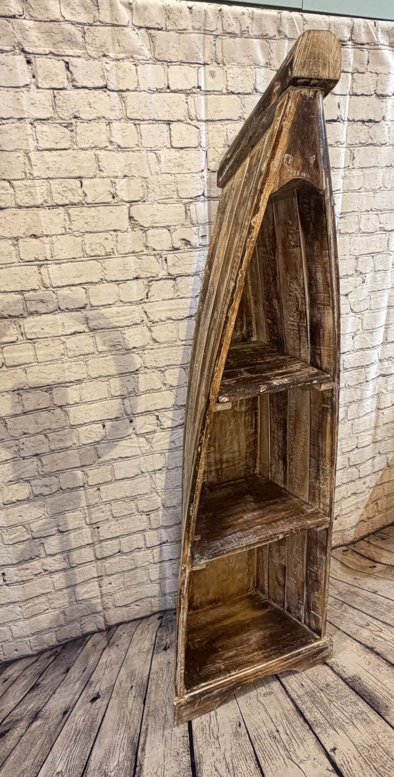 150cm x 45cm x 25cm Brown Boat Shelf Wooden Cabinet Living Storage Furniture1