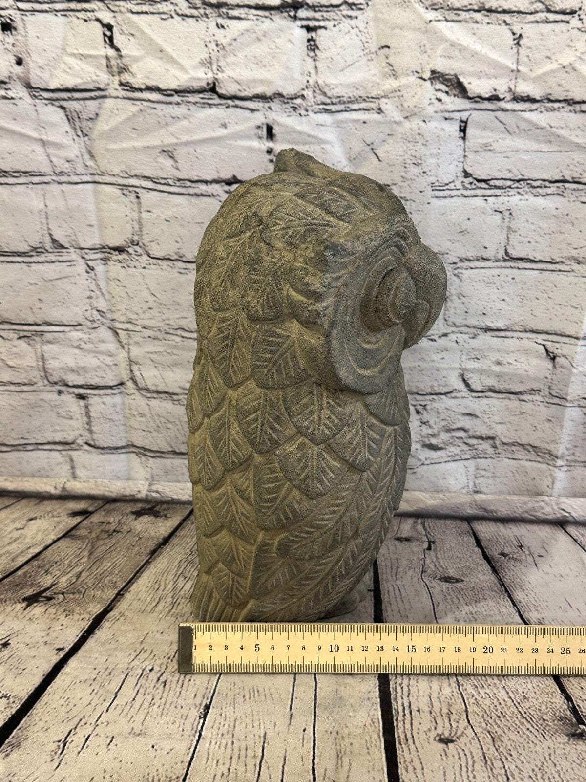 Barn Owl Stone Garden 30cm x 18cm Ornament Outdoor Indoor Statue Hindu9