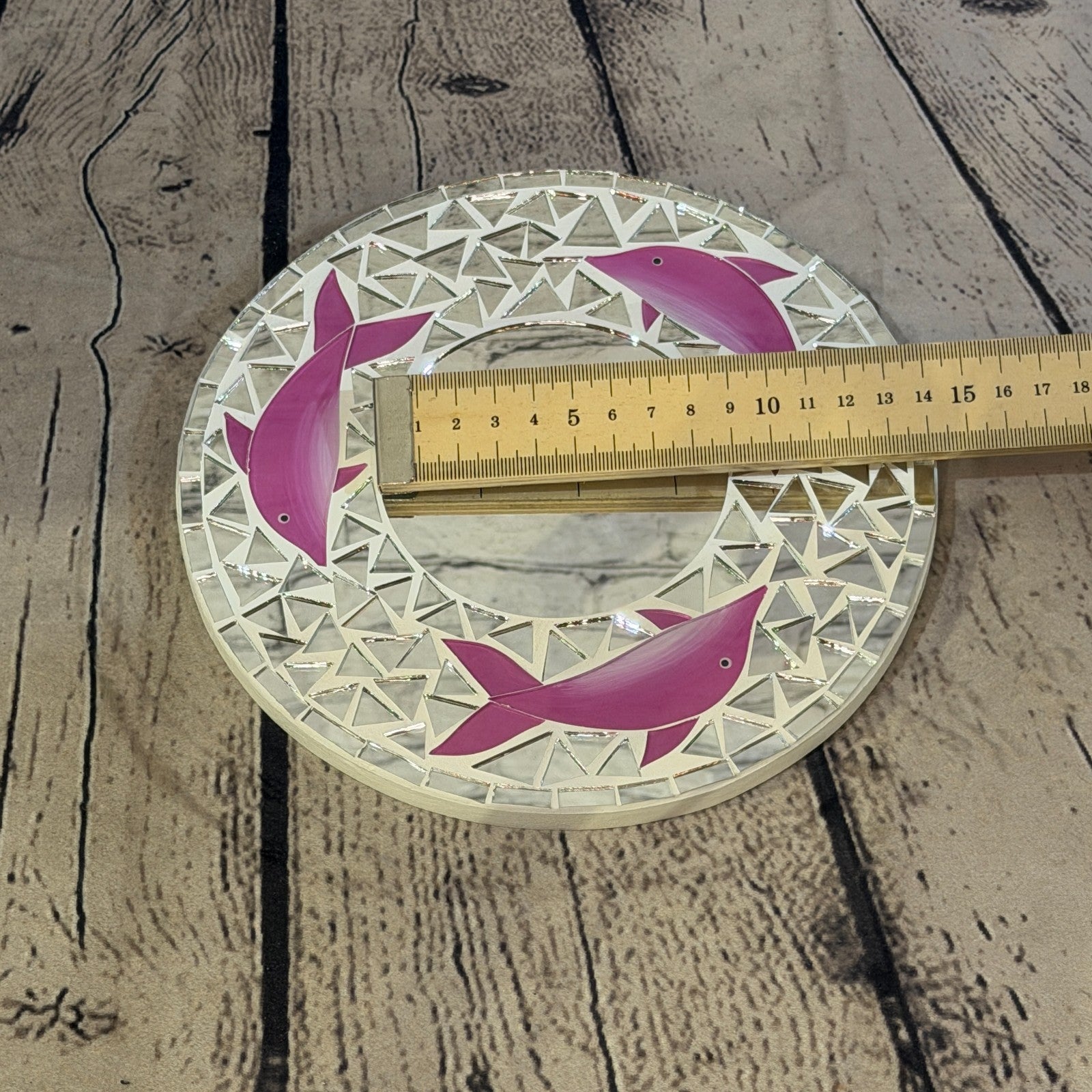 Pink Dolphin Mosaic Tile Wall Mirror 20cm x 20cm 8 Inches Handmade5
