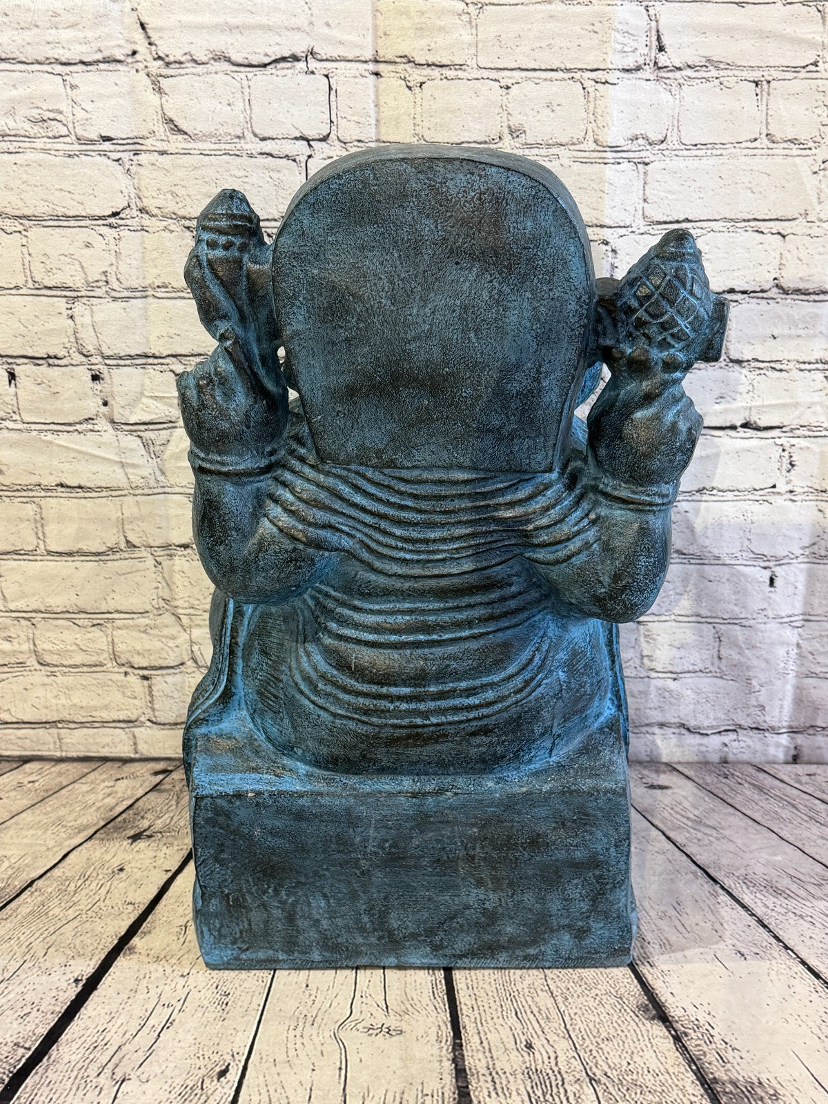 Blue 60cm x 35cm Thai Ganesha God On Base Hollow Statue Resin Hindu4